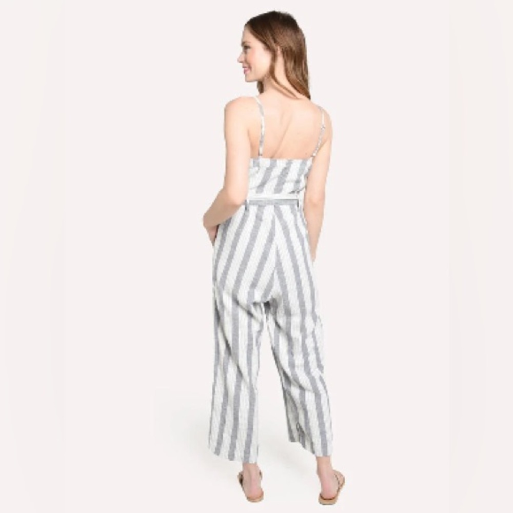 Rails Harper Laguna Stripe Linen Blend Jumpsuit Romper Belted Pockets Small NWT - Picture 3 of 12